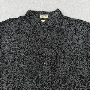 Vintage Goouch Shirt Mens Medium Black Spotted Button Up Long Sleeve Rayon Blend